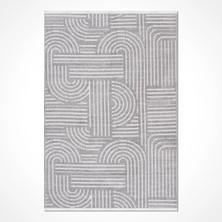 Aren Halı Lauta Modern Gri Pamuklu ve Polyester Natural Lateks Kaydırmaz Tabanlı Makine Halısı