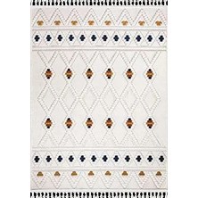 Aren Halı Flumeri Geometrik Bej Polyester Loop ve Sisal Iplikli Makine Halısı