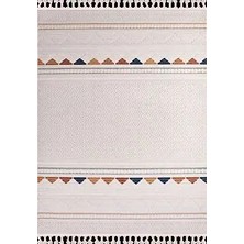 Aren Halı Solofra Geometrik Bej Polyester Loop ve Sasal Iplikli Makine Halısı