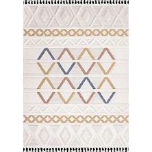 Aren Halı Caserta Geometrik Bej Polyester Loop ve Sisal Iplikli Makine Halısı
