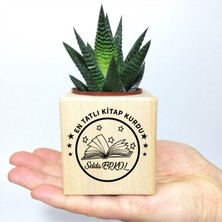 E-Hediyeci Kişiye Özel Küp Saksı ve Haworthia Sukulent - MK08 (NOT: Yazı ve İsim Kısmı Sizin İstediğiniz Şekilde Kişiselleştirilmektedir!)
