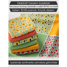 %100 Pamuk Saten Kumaş Panel – 6 Desenli Dijital Baskılı Tek Parça Patchwork Kumaş | 140 G/m², 155×100 cm