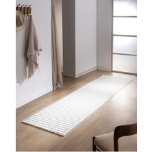 Velvet Serisi Krem Bubble Peluş Yolluk, Kaymaz Taban, Yıkanabilir, Şık ve Konforlu