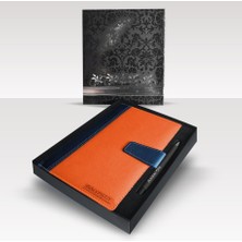 Kişiye Özel Kutulu 2026 Tarihli Mıknatıs Kilitli Turuncu Ajanda ve Kalem Seti