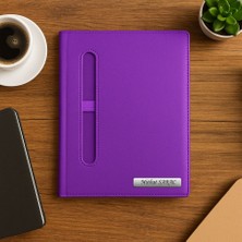 Isme Özel Önden Kalemlikli  2026 Tarihli Mor Günlük Ajanda - Isme Özel Kalem Hediyeli