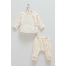 Lobe Hugs Çiçek Nakışlı Alt Üst Takım - Caramell  - TKK2031 - Ekru - 9 - 12 Ay - TK2031-EKRU-9 - 12 Ay Ekru