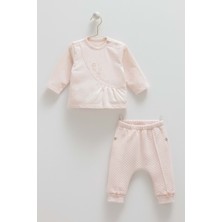 Lobe Hugs Çiçek Nakışlı Alt Üst Takım - Caramell  - TKK2031 - Pembe - 3 - 6 Ay - TK2031-PEMBE-3 - 6 Ay Pembe