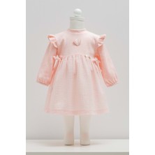 Tıny Lace Omuz Fırfırlı Bebek Elbise - Caramell  - ELB1889 - Pembe - 1 - 3 Ay - ELB1889-PEMBE-1 - 3 Ay Pembe