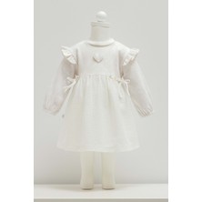 Tıny Lace Omuz Fırfırlı Bebek Elbise - Caramell  - ELB1889 - Ekru - 9 - 12 Ay - ELB1889-EKRU-9 - 12 Ay Ekru