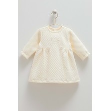 Love Hugs Çiçek Detaylı Elbise - Caramell  - ELB2035 - Ekru - 12 - 18 Ay - ELB2035-EKRU-12 - 18 Ay Ekru