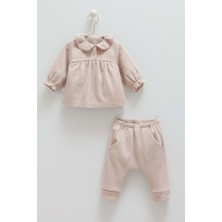 Pretty Baby Bebe Yaka Alt Üst Takım - Caramell  - TKK2132 - Vizon - 12 - 18 Ay - TKK2132-VIZON-12 - 18 Ay Vizon
