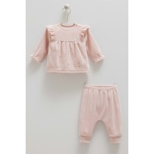 Mıld Castle Fırfır Detaylı Kadife Alt Üst Takım - Caramell  - TKK2144 - Gül Kurusu - 6 - 9 Ay - TKK2144-GÜL Kurusu-6 - 9 Ay Gül Kurusu