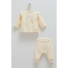 Soft Style Gırl Fırfırlı Triko Alt Üst Takım - Caramell  - TKK2101 - Ekru - 12 - 18 Ay - TKK2101-EKRU-12 - 18 Ay Ekru