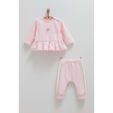 Chıc Gırl Şerit Detaylı Alt Üst Takım - Caramell  - TKK1400 - Pembe - 9 - 12 Ay - TKK1400-PEMBE-9 - 12 Ay Pembe