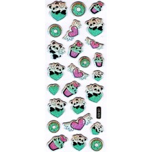 Sticker Kabartmalı Sticker Defter Planlayıcı Etiket (CB629) 16X7 Cm- Panda Kalp