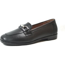 Beety 142.102 Hakiki Deri Siyah Tokalı Kadın Babet