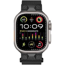 Ile Uyumlu Ultra 49MM KRD-107 Metal Hasır Kordon Siyah