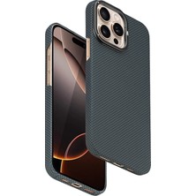 Fuchsia iPhone 15 Pro Max ile Uyumlu Blaze 1000D Kevlar Kablosuz Şarj Özellikli Kılıf - Mavi