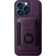Fuchsia iPhone 15 Pro Max ile Uyumlu HBC-228 Havana Magnet Kartvizitli Kapak - Derin Mor