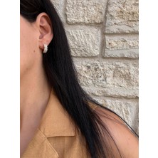 Xuping Kare Sıkı Baget Taşlı Gold Halka Küpe