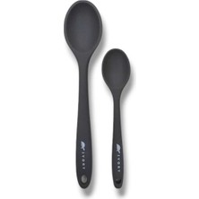 2'li Silikon Kaşık Seti (20 - 27,5 Cm) Gri