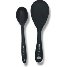 2'li Silikon Kaşık Seti 20CM Siyah Renk