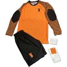 Kaleci Turuncu Iç Saha Forması Forma+Şhort+Çorap+Bileklik Hediyeli 4'lü Set Forma