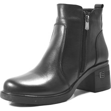 Beety 25.2700 Hakiki Deri Siyah Kalın Topuklu Kadın Bot