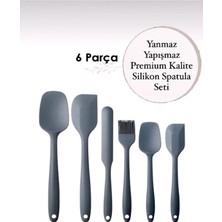 6lı Yanmaz Yapışmaz Isıya Dayanıklı Mutfak Pasta Slikon Yumurta Fırçası Kaşık Bıçak Spatula Seti