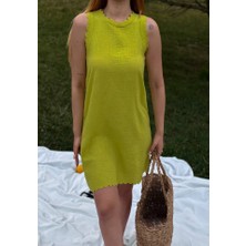 The Kethen Kadın Keten Kumaş Kolsuz Mini Boy Elbise