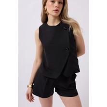 The Kethen Yandan Düğmeli Dokuma Yelek