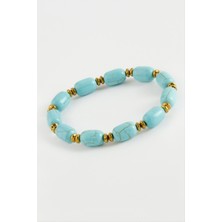 Silindir Turkuaz Doğaltaş Bileklik