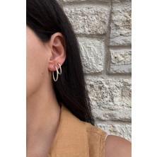 Xuping 14K Zirkon Taş Topcuk Iki Boy Gold Halka Küpe