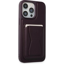 Fuchsia iPhone 14 Pro ile Uyumlu Kılıf HD Deri Luxury Magnet Kartvizitli Kapak - Derin Mor