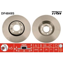 Trw DF4849S - Ön Fren Aynası C5-Jumpy-Expert-Scudo 2.0 07 304×28X41X48X5DLXHAVALI
