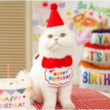 Kedi/köpek Doğum Günü Parti Kıyafeti/aksesuarı (Şapka ve Önlük) Evcil Hayvan Doğum Günü Sürprizi