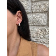 Xuping Baget Taşlı 14K Orta Boy Halka Gold Küpe