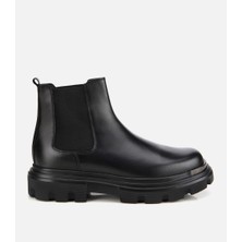 Hotiç 02BOH311410A100 ERKEK Deri Siyah Lastik Detaylı Yüksek Tabanlı Chelsea Bot