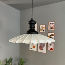 Risso Beyaz Metal Büyük Avize Siyah Tokmak Başlık Tekli Rustik Cafe Mutfak Modern Sarkıt Aydınlatma