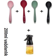 4'lü Silikon Kaliteli Kaşık (20CM) ve Yağdanlık SETI(220ML)