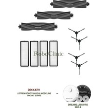Roboclinic Dreame L10s Pro Gen 2 Robot Süpürge Uyumlu Yedek Ana Fırça, Yan Fırça, Hepa Filtre - 11 Parça