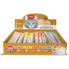 Karışık 4 Lezzet 100'LÜ Krema Kedi Ödülü 100 * 14 gr