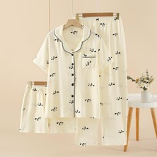 Organik Pamuk Müslin Kumaş Pijama Takımı (3'lü)