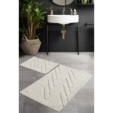 Yumuşak ve Şık Pamuk Banyo Paspas Seti, Ekru Renk, Konfor ve Şıklık Sağlar