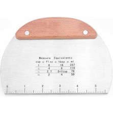 Oval Ölçülü Bambu Saplı Hamur Spatula Şekillendirici Kazıyıcı Kesici Paslanmaz Çelik 14,5 cm