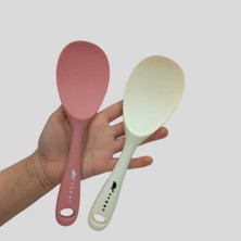 Silikon Yanmaz Yapışmaz Kaşık Seti 2'li Beyaz-Tozpembe