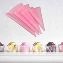 Silikon Yıkanabilir Şanti-Krema Sıkma Torbası Bir Adet 35 Cm-Pembe