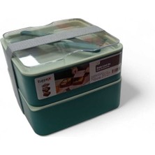 Kare 2 Katlı Plastik Beslenme ve Saklama Kabı  14X10X