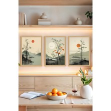 🌅 Uzak Doğu Esintili 3’lü Manzara Tablo Seti – Zen Ruhunu Duvarlarınıza Taşıyın CRVS1033 13 x 17