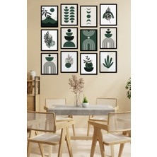 Dekorize Mdf Tablo Seti 12 Parça - Yeşil Boho Salon Oturma Odası Için Duvar Dekoru Çerçeve Görünümlü 13 x 17 Renkli